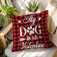 Vista 17 de Almohadas para el día de San Valentín, My Valentine Has Four Paws, fundas de almohada a cuadros de San Valentín, funda de cojín de 18 x 18 pulgadas