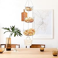 Vista 2 de Simple Houseware Modern 3-Tier Hanging Fruit Basket, Chrome