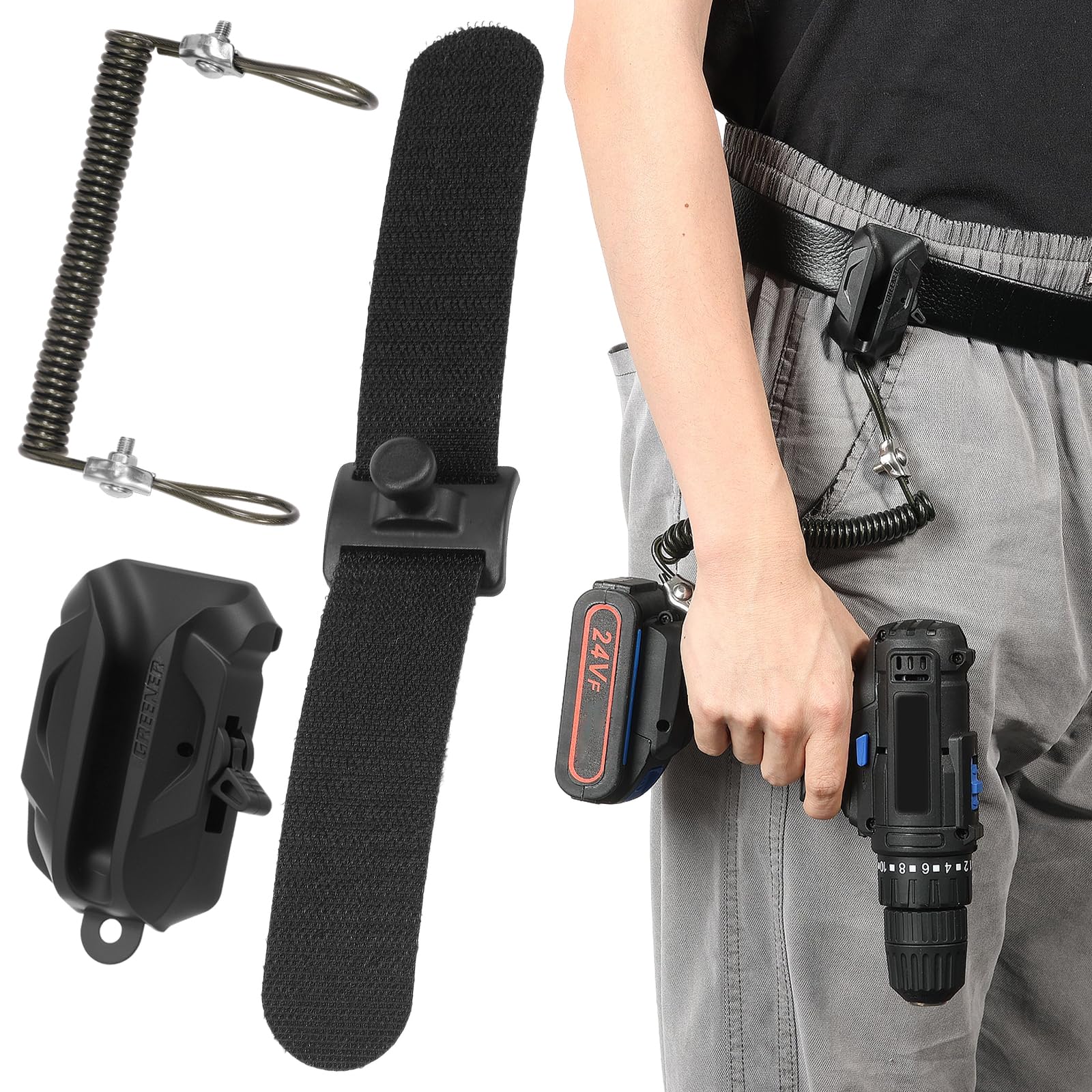 Spider Tool Holster Set Dual Locking Quick Draw Belt Holster Clip with Strap for Power Drill Driver Flashlight & Saw(3Pcs)