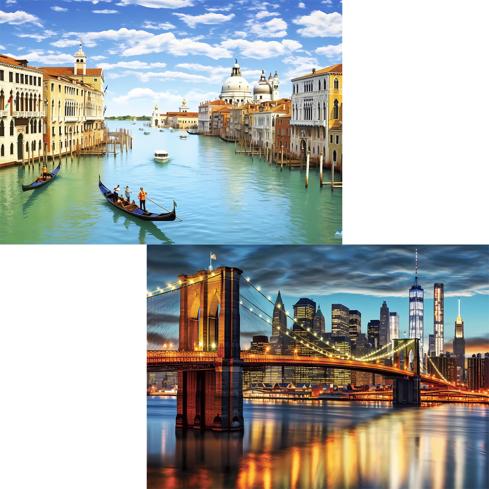 Edsjegn 2 Pack Puzzles for Adults 1000 Pieces, 1000 Piece Puzzle, Christmas Puzzle, Fall Puzzle, Animal Puzzle, White Elephant Gifts for Women Man