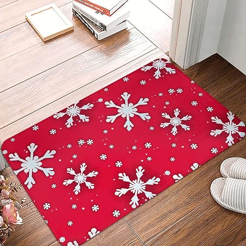 Miniatura 5 de Alfombra de baño de Navidad con copos de nieve, color rojo, antideslizante, para ducha, espuma viscoelástica suave, de 15.7 x 23.6 pulgadas,