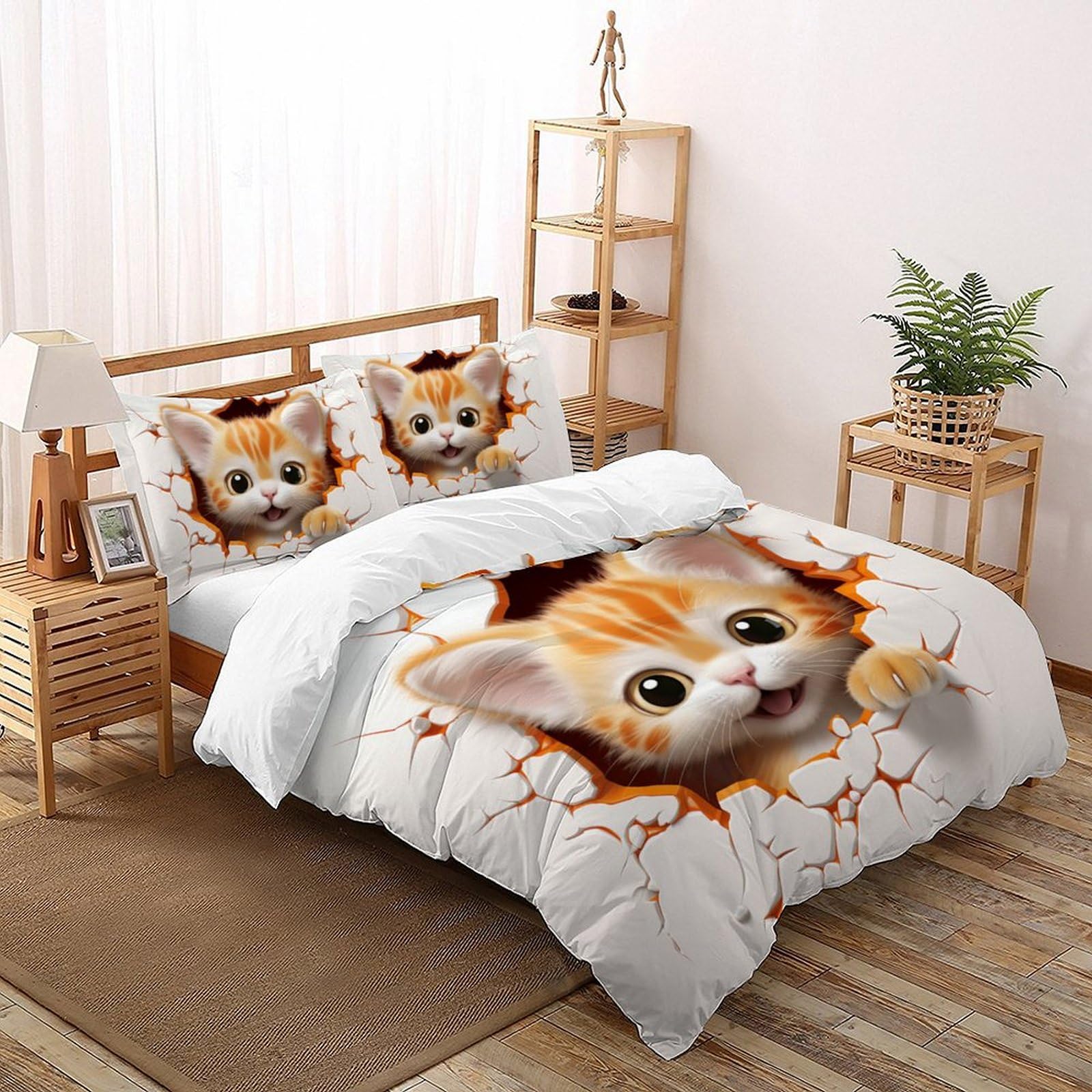 Housse de couette chat super douce parure de lit finitions haut de gamme