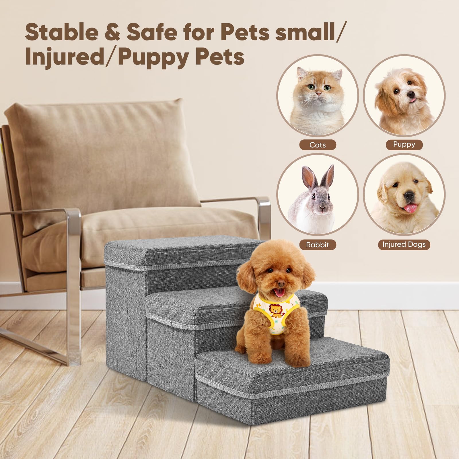 Dog Step SenDeluz S For Bed Sofa, Easy Climb Dog Cat Ramp Steps
