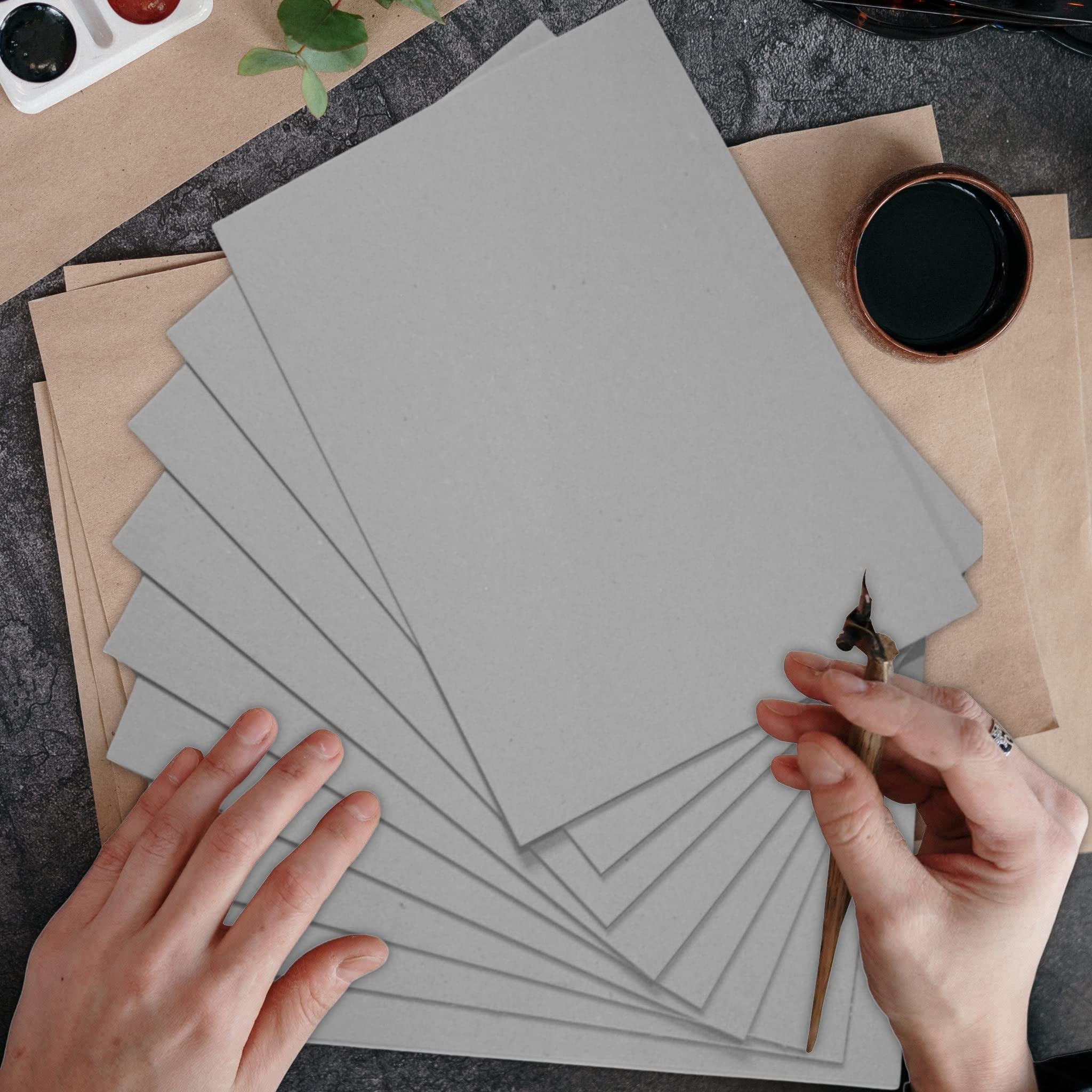 Lot De 10 Feuilles Carton Gris A4 1000 Microns - Carton Recyclé Épais