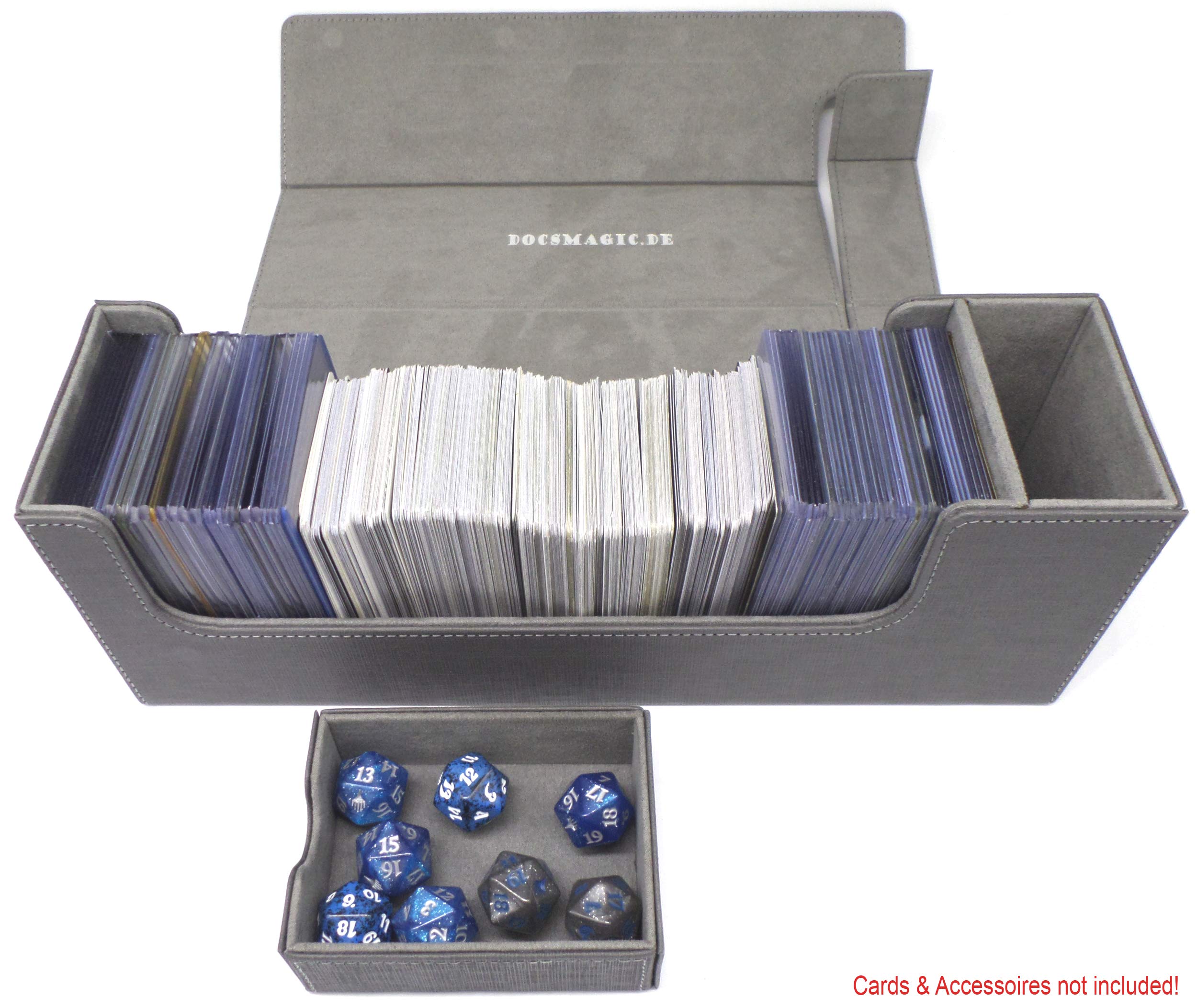 docsmagic.de Premium Magnetic Tray Long Box Silver Medium - Card Deck Storage - Image 4