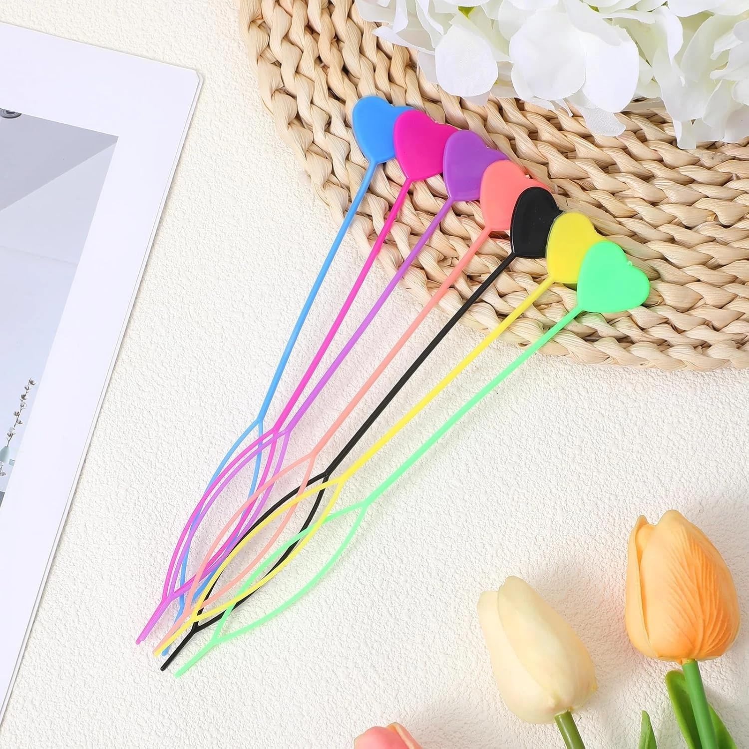 15Pcs Hair Beading Tool - Quick Beader for Braids & Ponytails, Kids Girls 7 Color Set of 15 Hair Beads Loading Maker