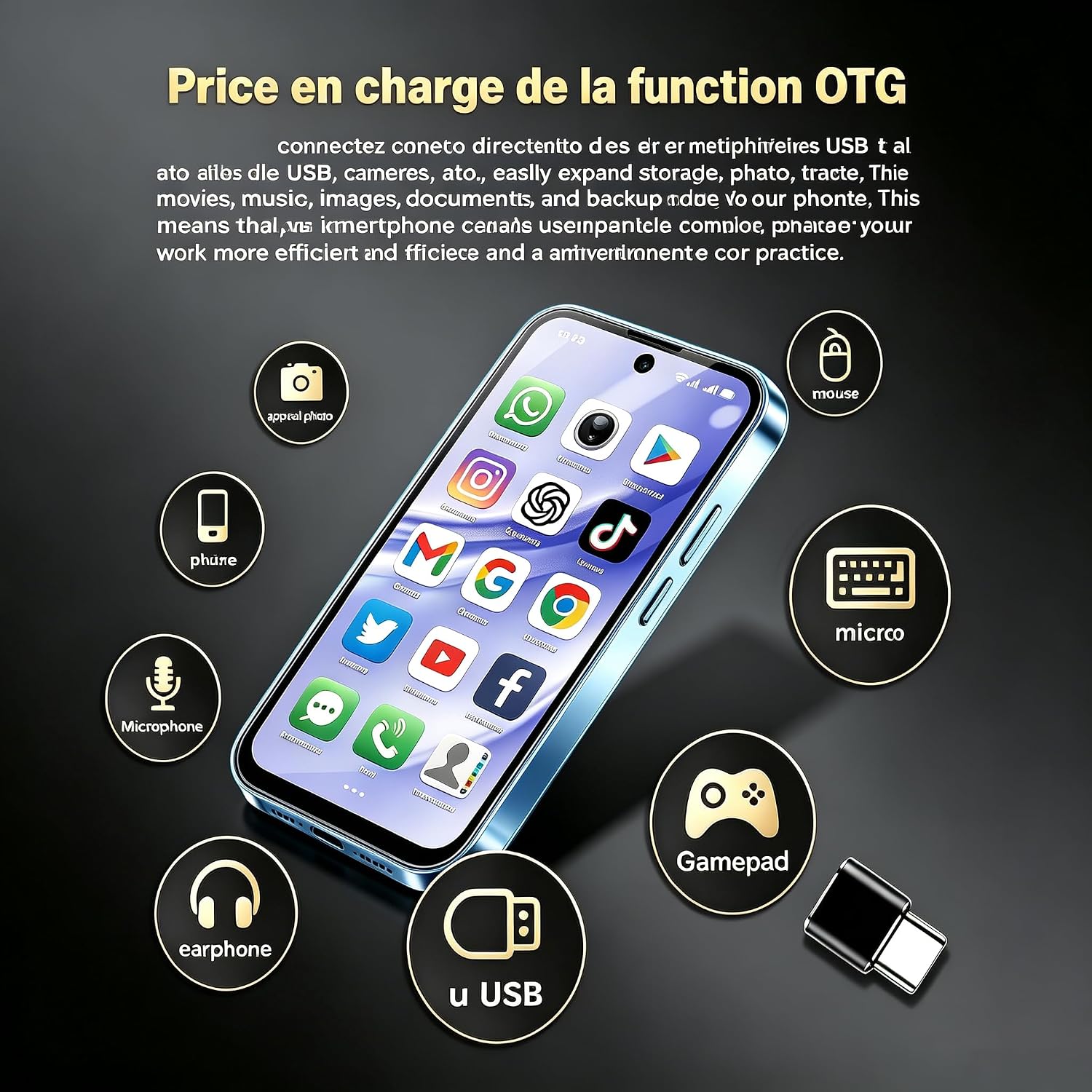 Longben Mini Smartphone XS19Pro OTG function illustration
