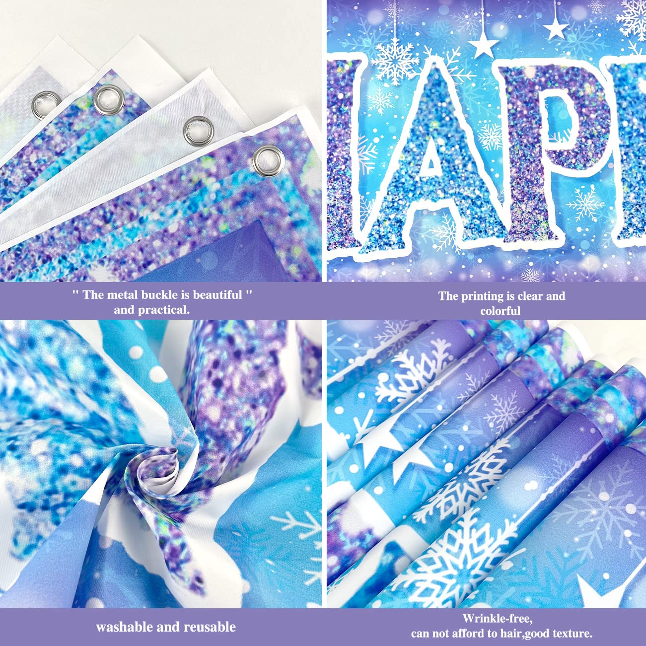Large Frozen Snowflake Happy Birthday Banner & Balloons - Elsa Anna Princess Party Decorations, Yard Sign