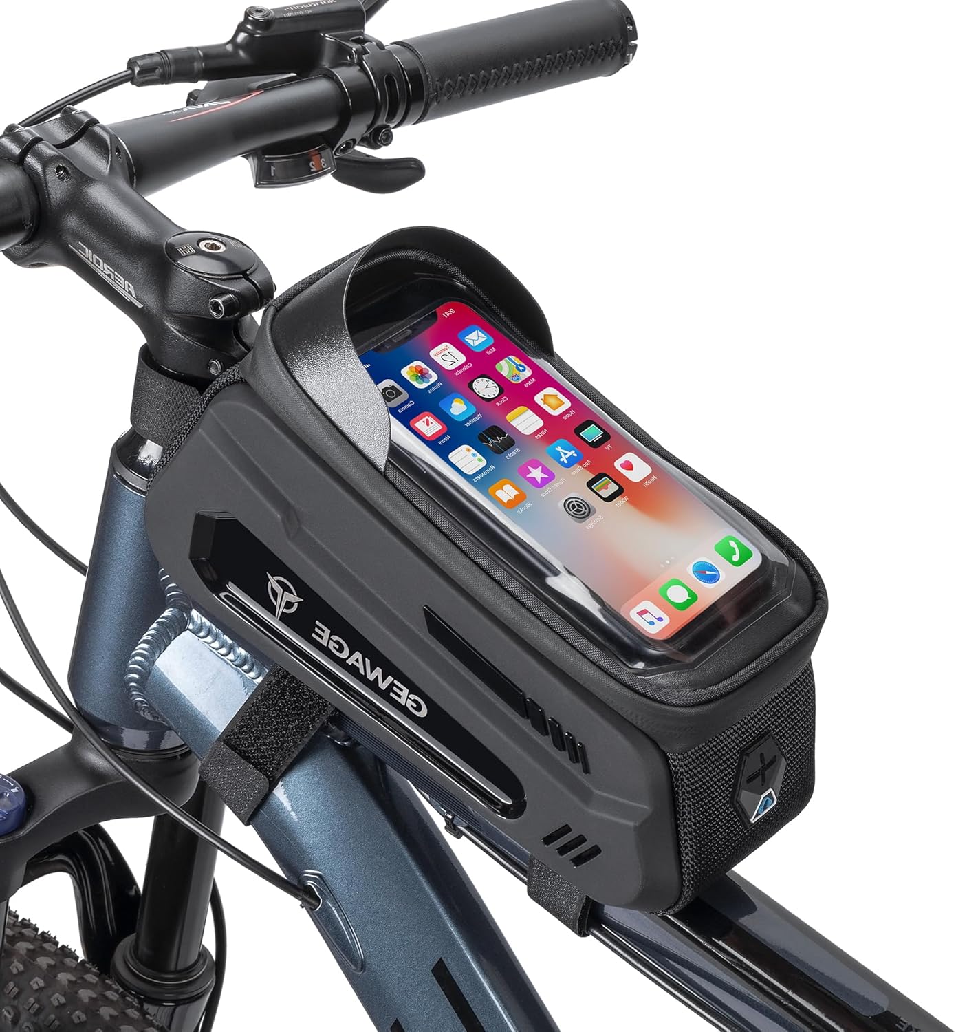 GEWAGE Bike Front Frame Bag with Phone Holder - Top Tube
