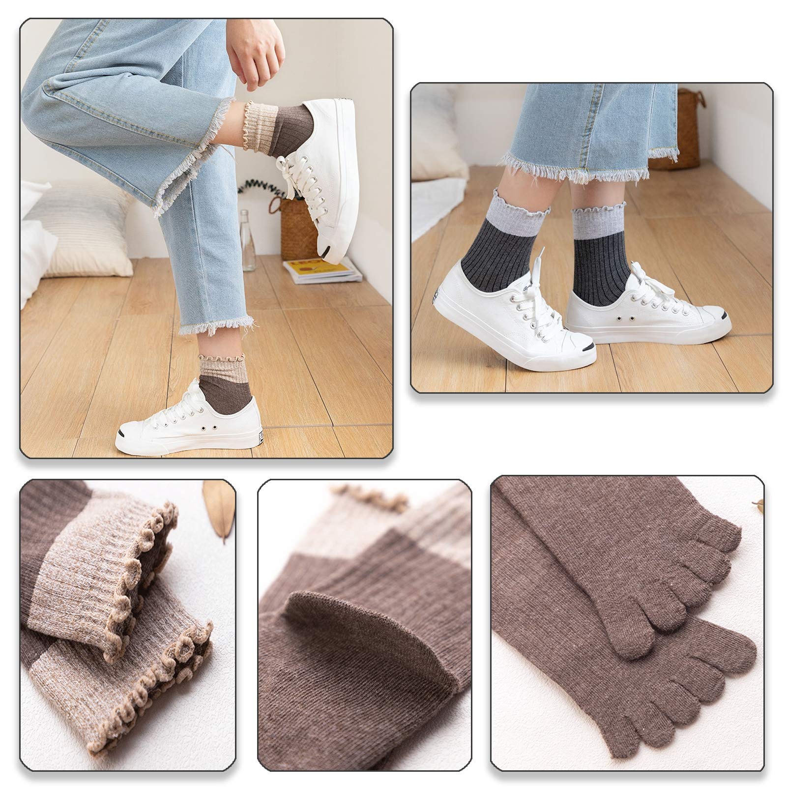 PUTUO Bambina Calzini Con Dita Separate, Calze 5 Dita Per Ragazze E - Foto 4