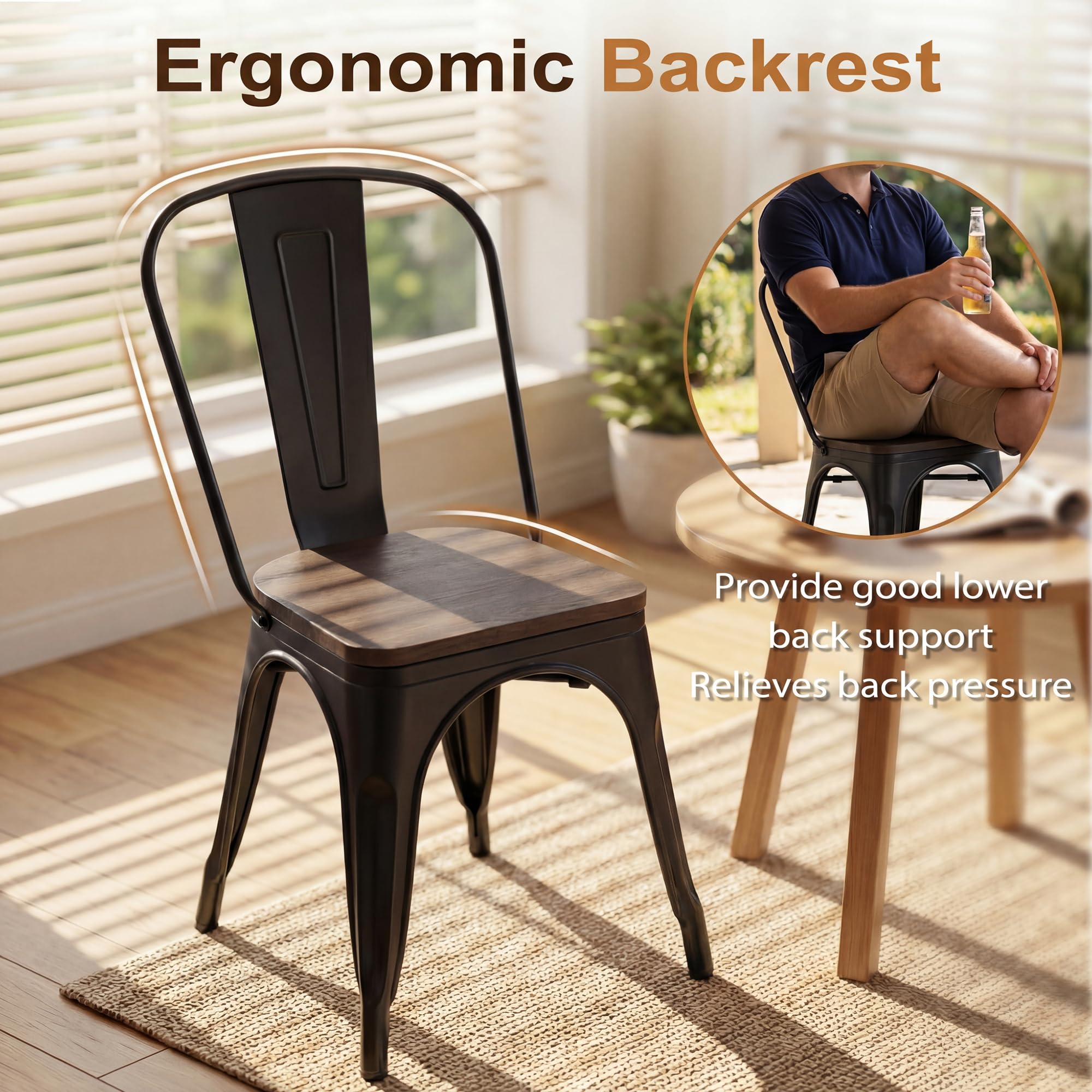 Amazon.com: JUMMICO Metal Dining Chair Stackable Industrial