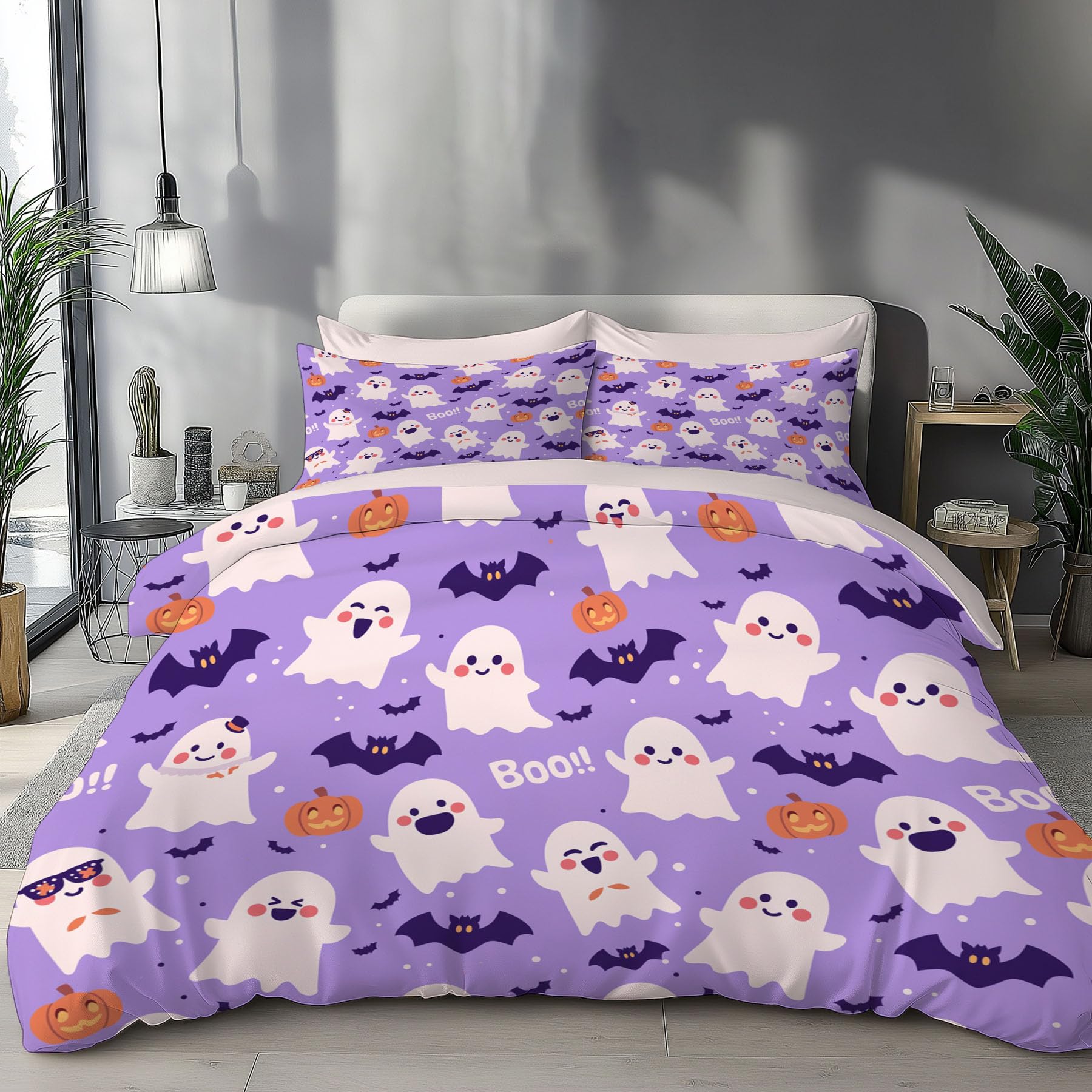 Housse de couette 140x200cm à fermeture éclair pour enfiler votre couette sans effort en violet