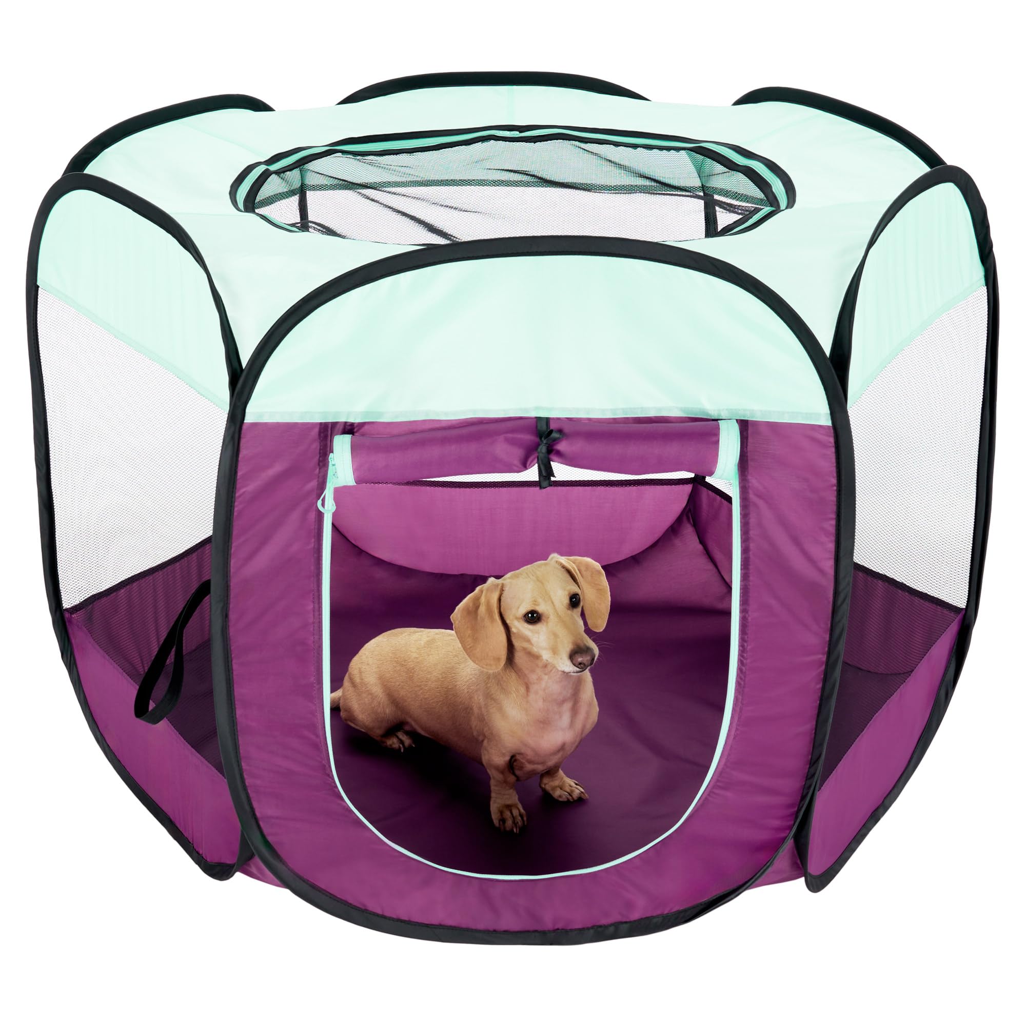 Furhaven Portable Pet Playpen for Dogs & Cats, Extra Large Indoor Kitten Playpen with Mesh Sides, Foldable Dog Playpen for Small Dogs, Pop Up Travel