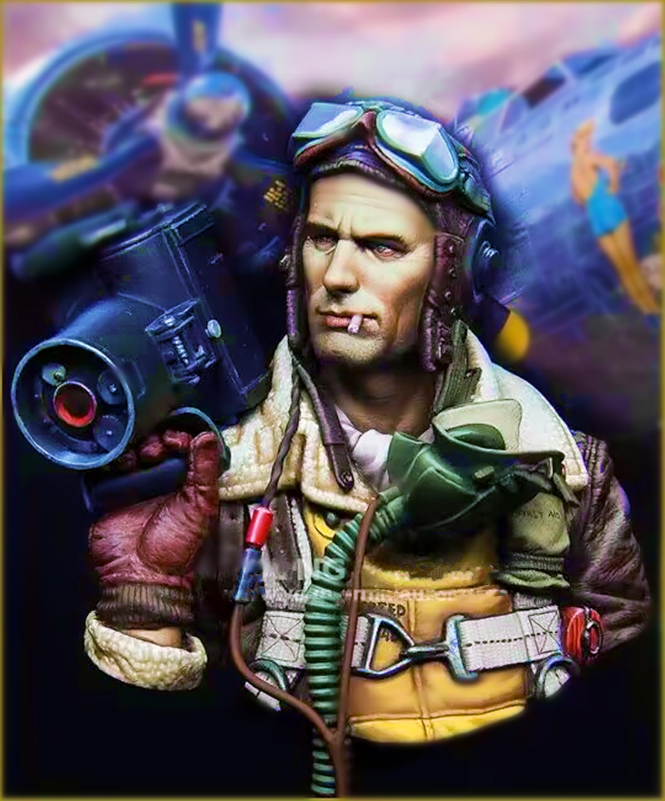 1/10 WW2 US Airborne Resin Bust zestaw modelarski niepomalowane i niezmontowane miniaturowe części z żywicy // M1Q8x-2