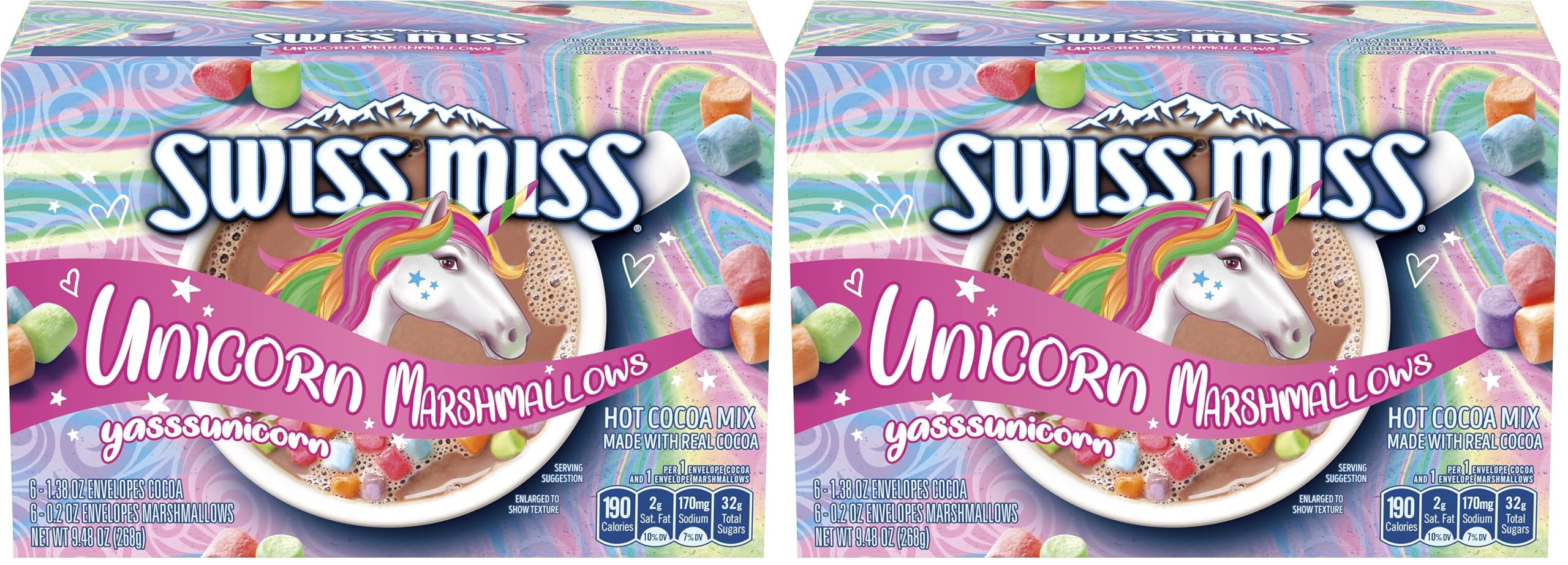 Swiss Miss Unicorn Marshmallow Hot Cocoa Mix, 1.38 Oz Envelopes Of Cocoa, 6 Ct (Pack of 2)