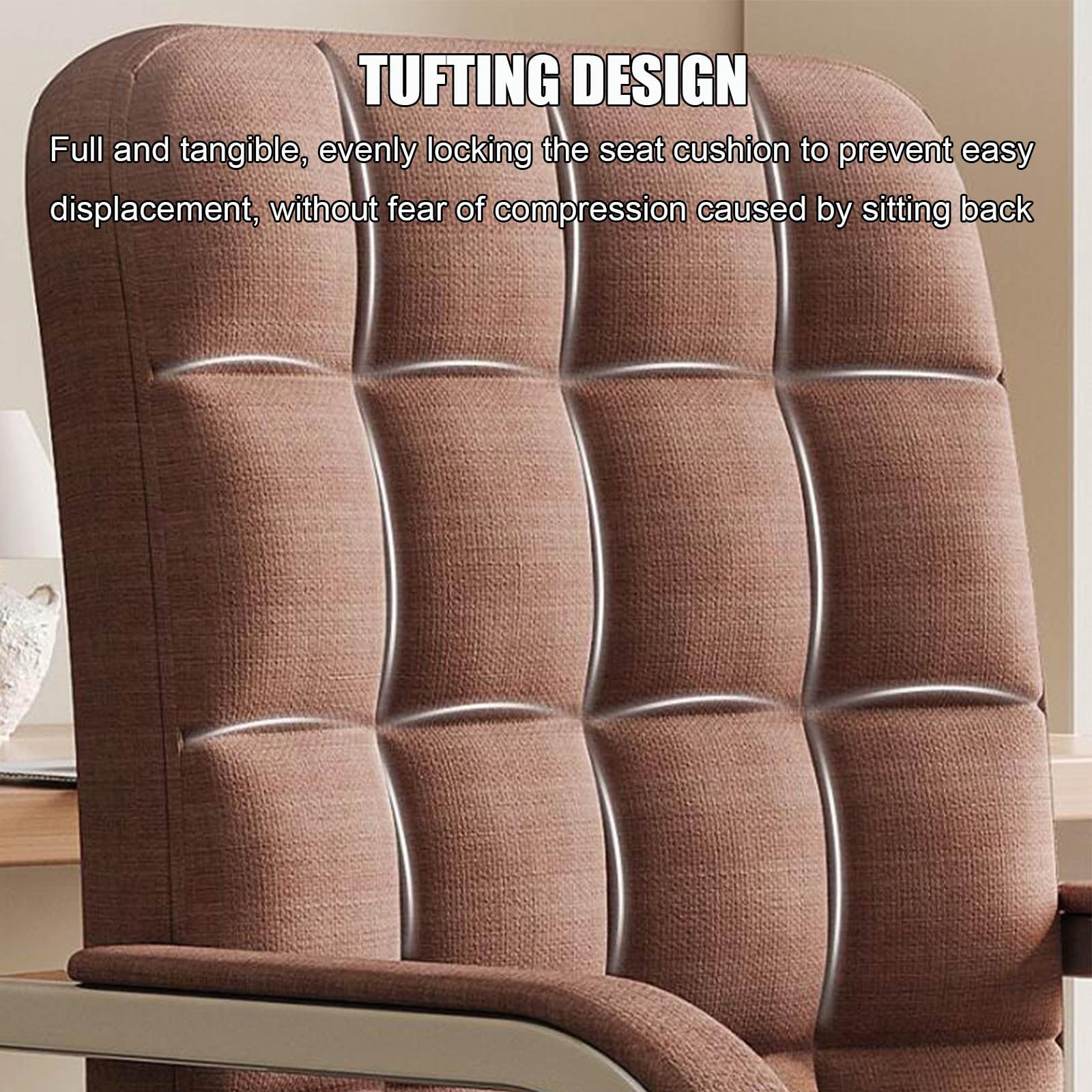 Silla de oficina con respaldo alto con patas de metal, silla tapizada de escritorio para computadora, sin ruedas, tocador para sala de estar, dormitorio, 17 x 18 x 36 pulgadas