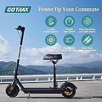 Vista 2 de Gotrax Fusion Seat Electric Scooter for Adults, 8.5" Solid Tire Max 14 Miles Range, 15.5/18 Mph 2 Gear Speed Power by 300W Motor, Rear Double