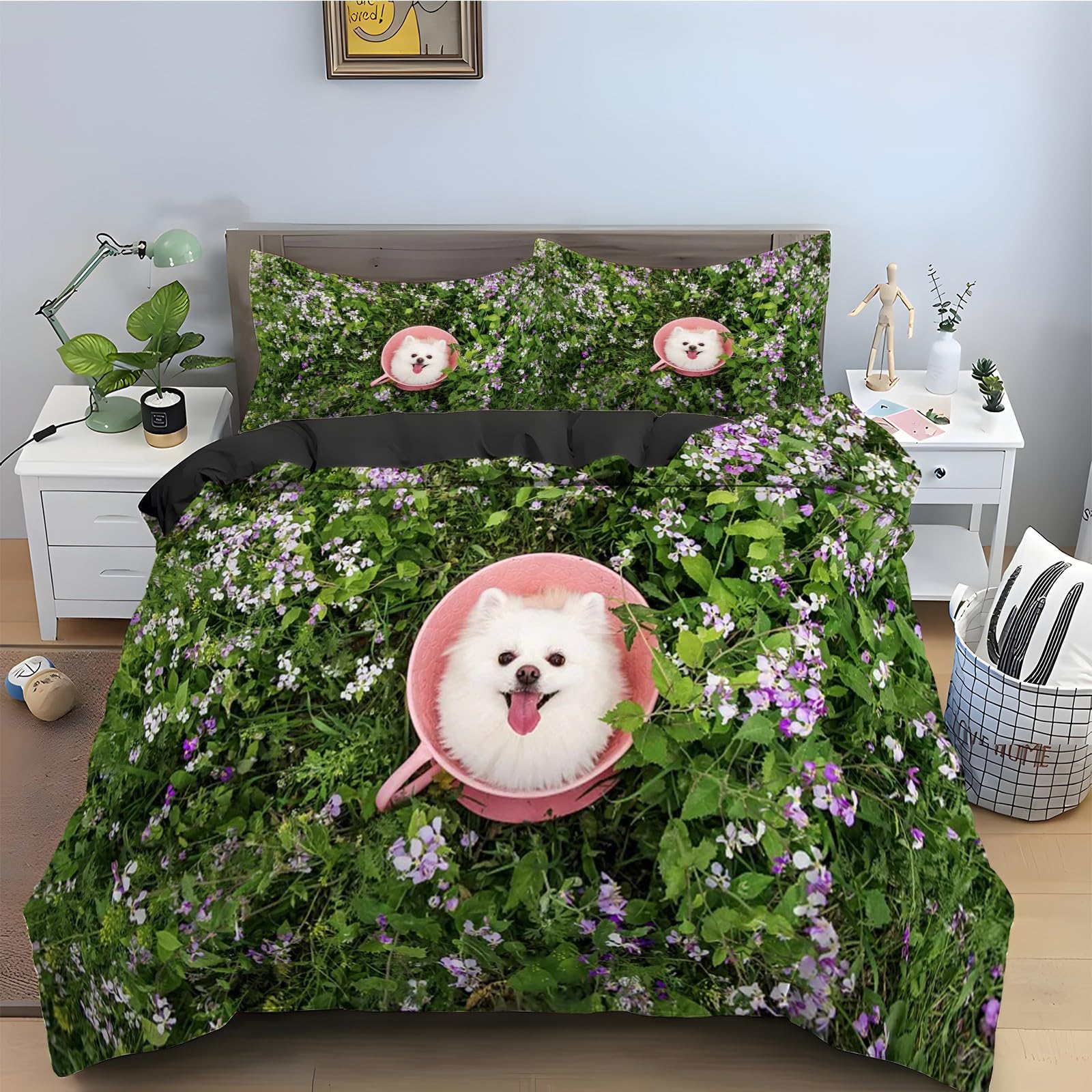 Housse de couette 90x190 animal avec 2 taies d'oreiller souples