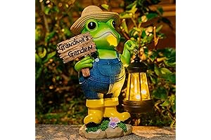 Charming Frog Garden Statue with Solar Lantern: Grandma's Garden Delight
