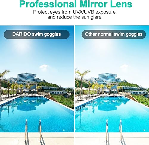 Miniatura 2 de DARIDO Gafas de natación, paquete de 2 gafas de natación con protección UV antivaho para adultos, hombres, mujeres, jóvenes