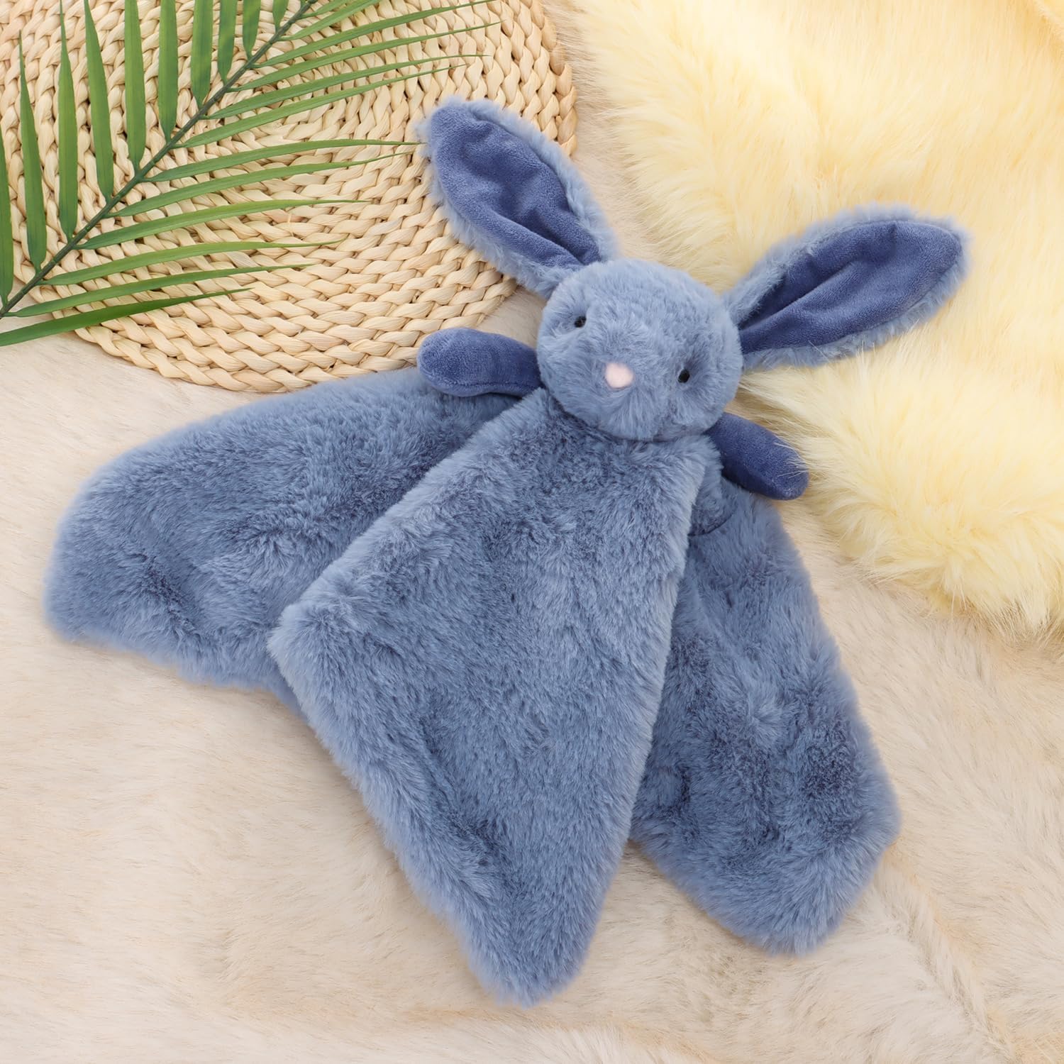 Apricot Lamb Stuffed Animals Navy Blue Bunny Rabbit Security Blanket Infant Nursery Character Blanket Luxury Snuggler Plush Baby Lovey(Navy Blue Bunny) - Image 3
