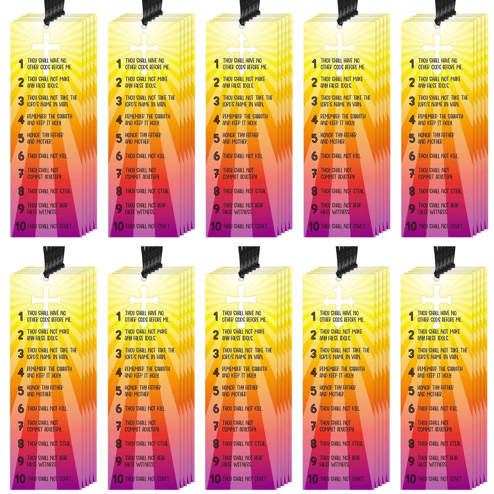 PerKoop 60 Pcs Ten Commandments Bookmarks Bulk Religious Christian Bookmarks Bible Verse Scripture Reading Book Mark Prayer Gospel Tracts