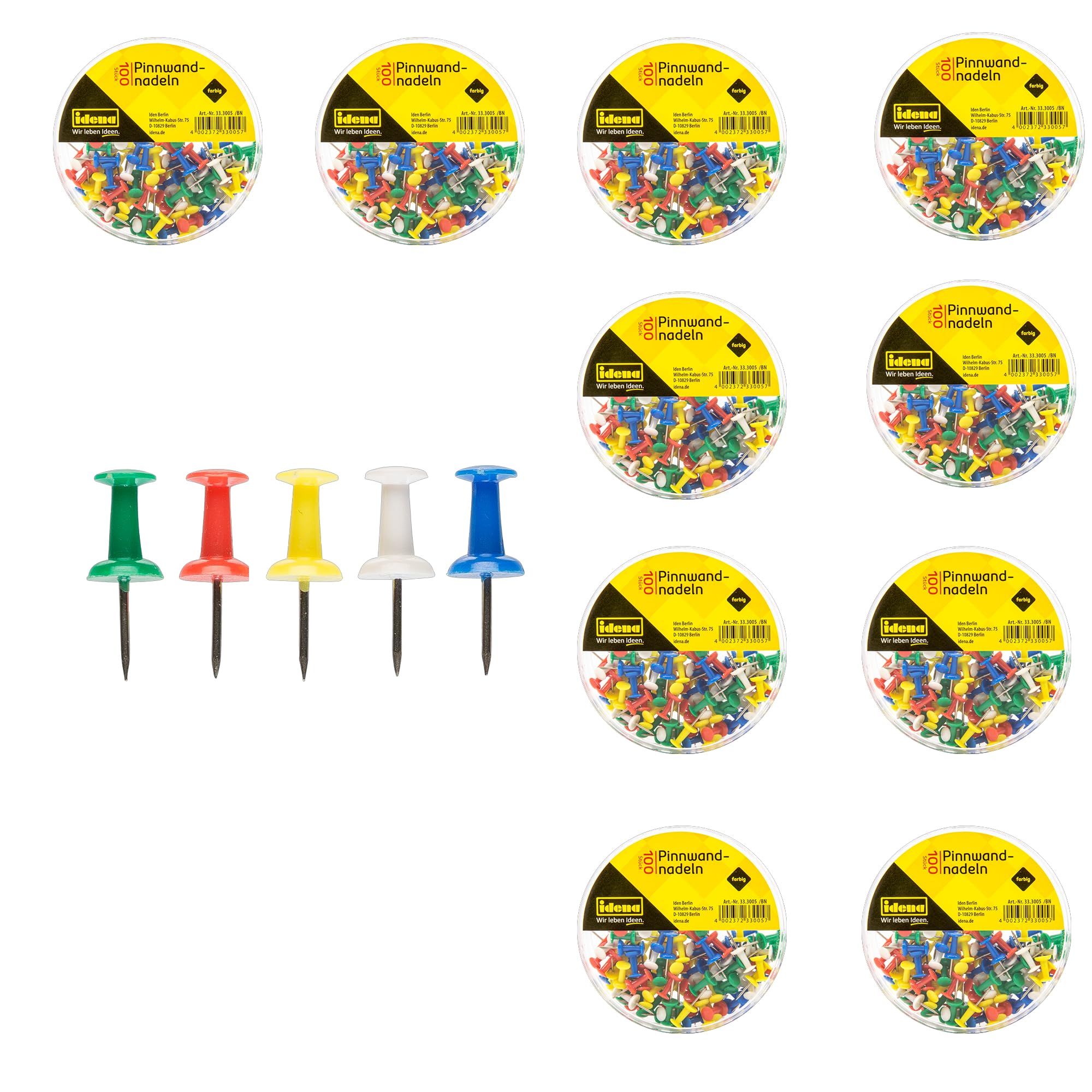 Idena 90375 - Set de 1000 Épingles Multicolores avec Boîte de Rangement
