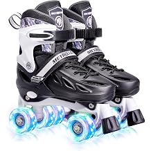 METROLLER Roller Skates for Girls Kids Boys Roller Skates Adjustable 4 Sizes for Beginners Kids Roller Skates with Light Up Wheels Adult Inline Skates for Women Men