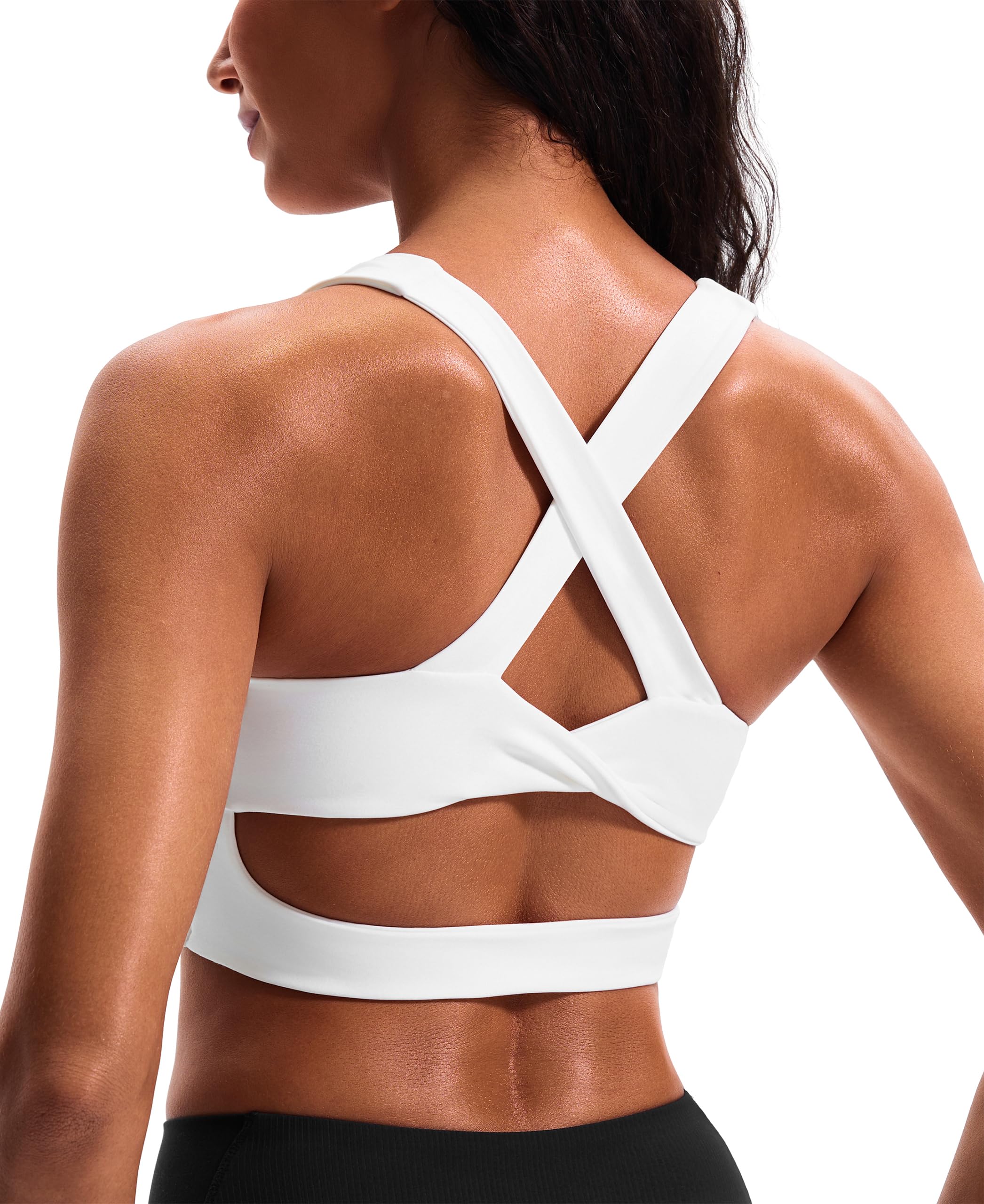 JOYSPELSSports Bras for Women Criss-Cross Back Padded Workout Tank Tops Medium Support Crop Tops for Women