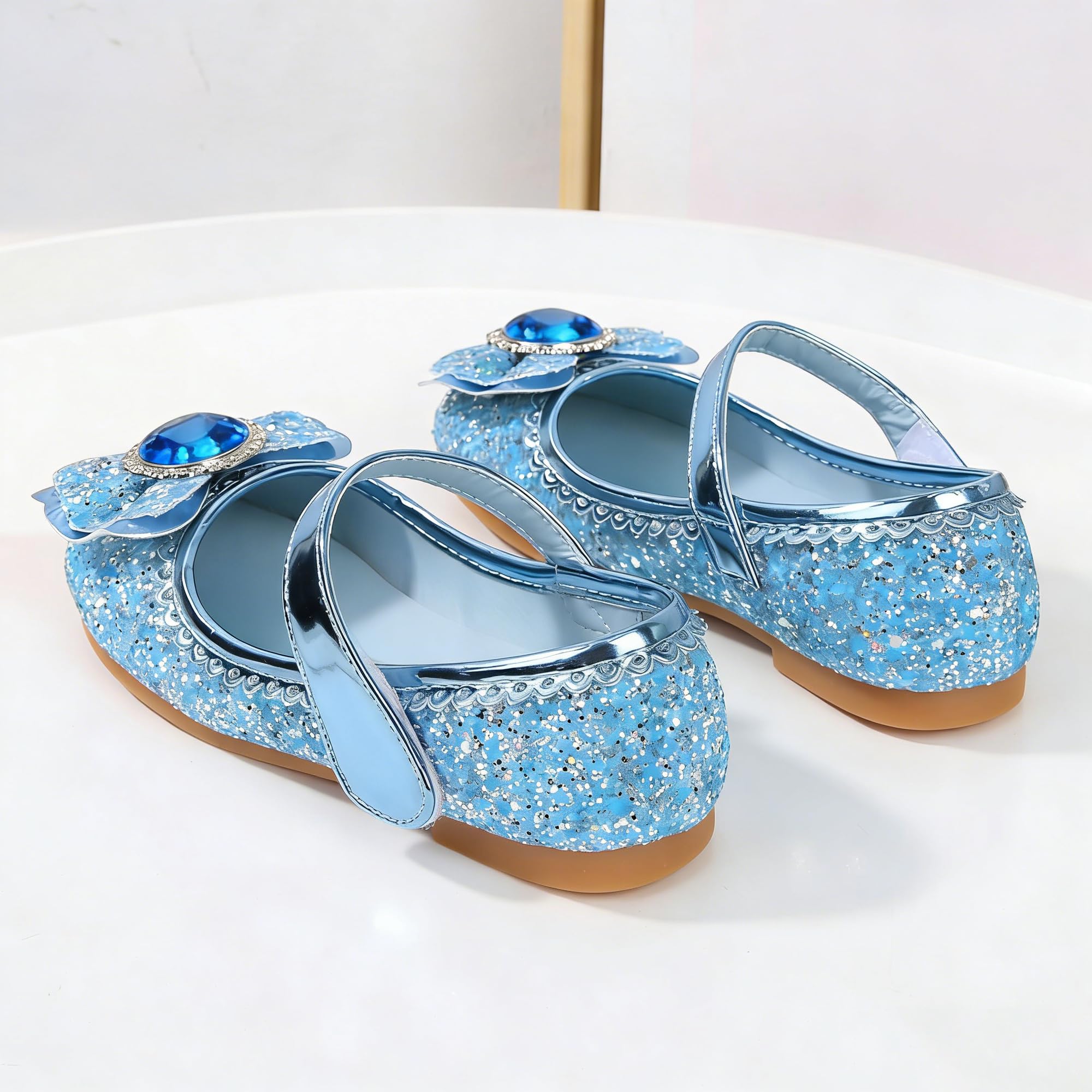Zapatos de Vestir Niña Princesa Zapatos de Disfraz Punta Cerrada Navidad Cumpleaños Regalo Sandalias de Vestir Sin Tacón Lentejuelas Cosplay Carnaval Halloween