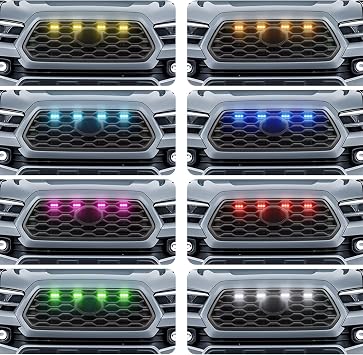 4個 グリル LEDライト トヨタ タコマ グリルライト 2023 2020-2022 TRD オフロード スポーツ OEM グリル Rapt0r ライト トヨタ タコマ 6 LED アップグレード RGB グリルライト 20 GRB