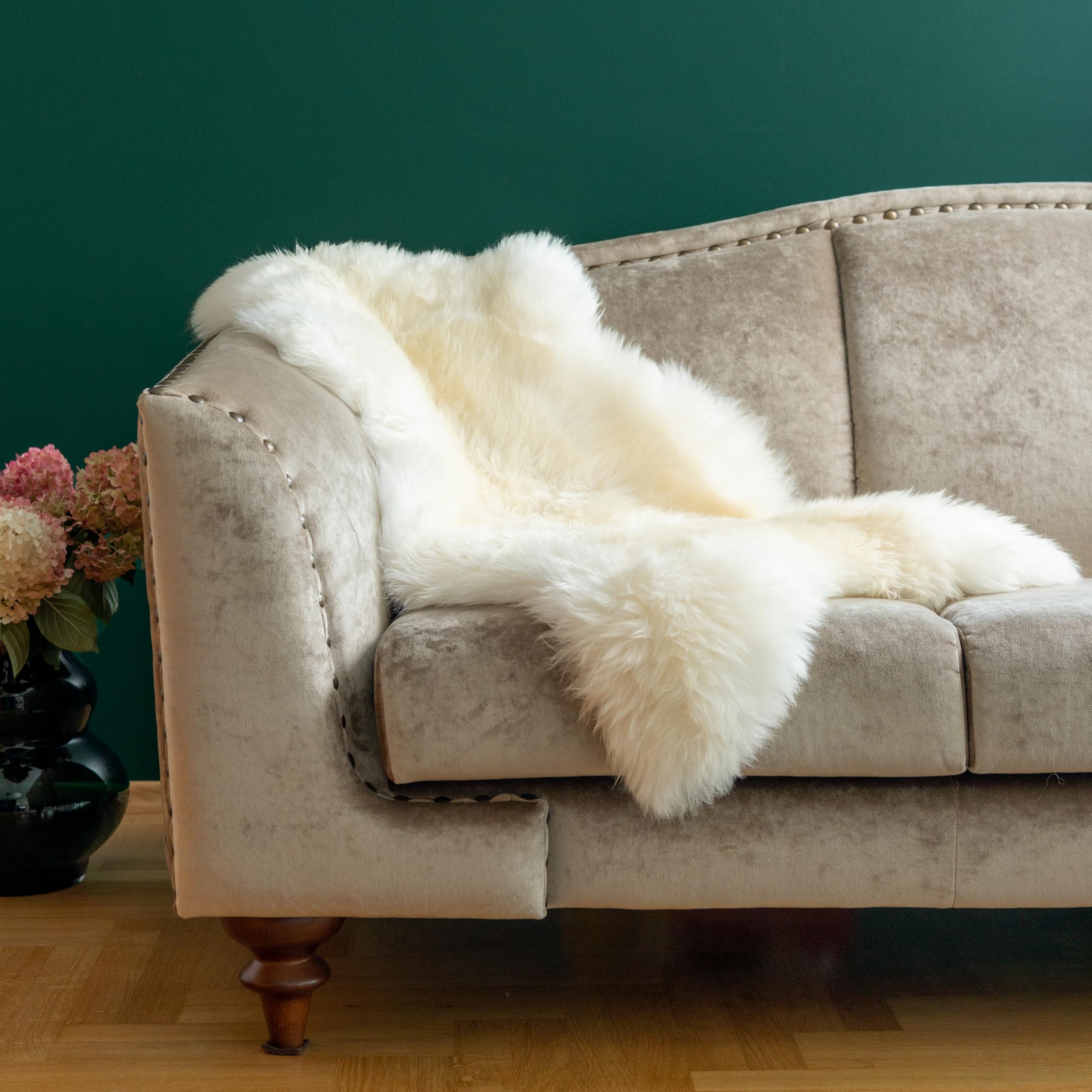 Peau de mouton australienne de qualité supérieure - Blanc - 80 x 60 cm - 4-6 cm - Pour chaise - Sans odeur - En peau d'agneau véritable - Pour canapé - Peau de mouton