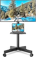 Rfiver Rolling TV Stand for 23-65 Inch TVs up to 88lbs - Height & Tilt Adjustable Mobile Cart with Shelf, Silent Wheels, Corner Design for Bedroom Office