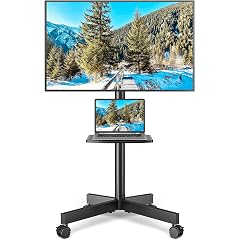 Rolling TV Stand with Shelf for 23-65 inch TVs up to 88lbs Portable Mobile TV Cart with Silent