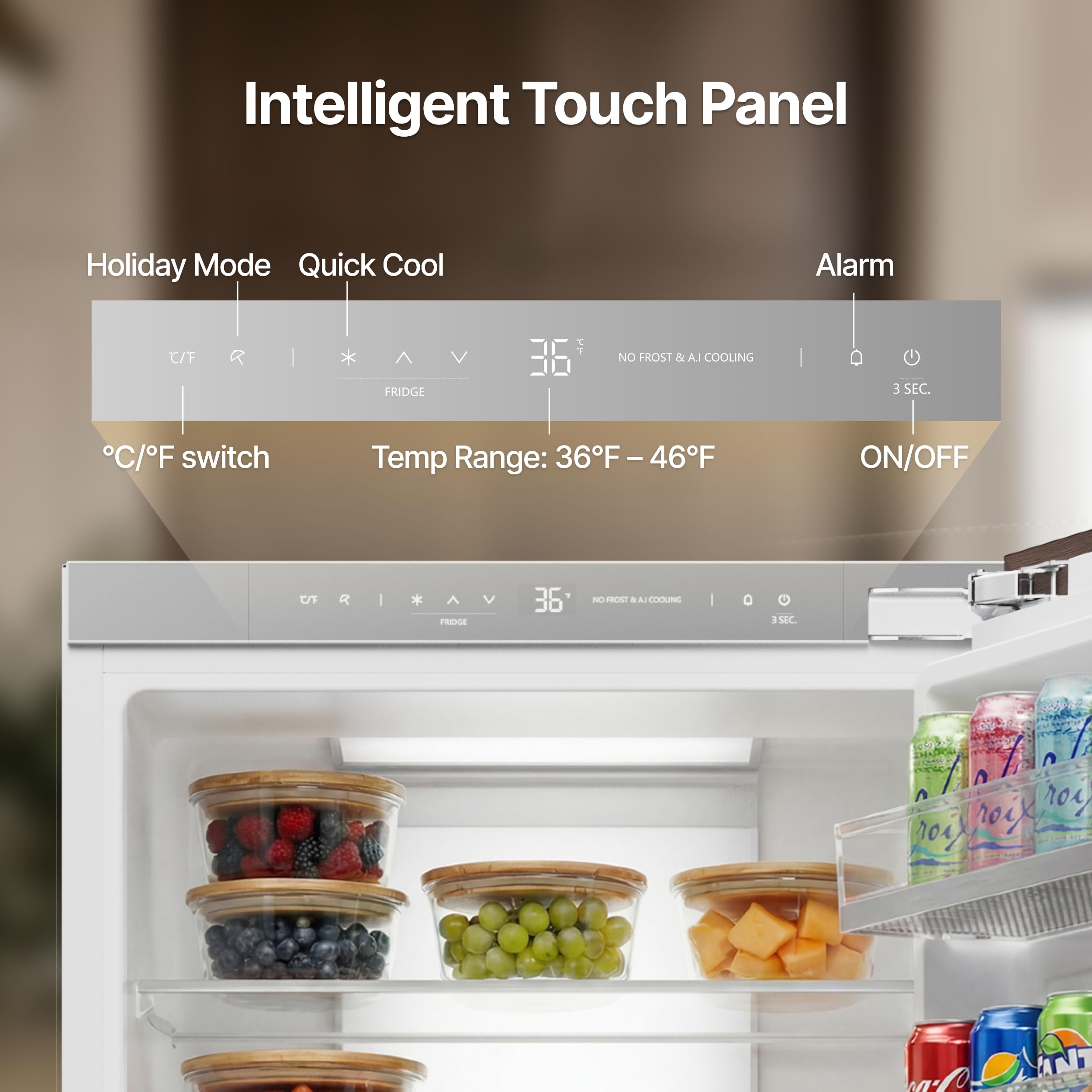 Ca'Lefort 22'' Panel Ready Refrigerator Dual Zone, Built-In Panel-Ready Fridge Perfect For Modern Kitchens, Bottom Level With Humidity Control, Built In Refrigerator 10.9 Cu.Ft (Panel Not Included) on Fridge.com - View 6