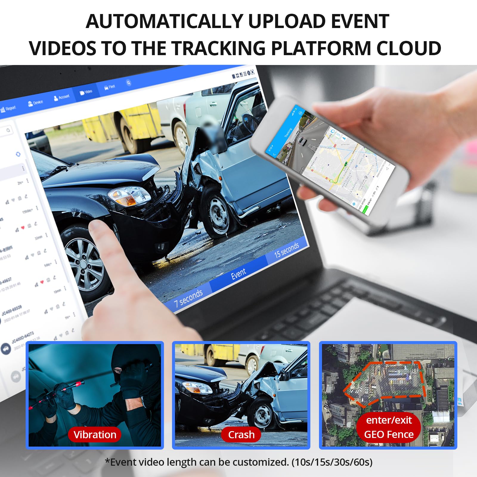 4G Dash CAM JC400P, Cámaras Frontales e Interiores 1080P con Localizador Remoto en Tiempo Real, Monitoreo Remoto, Versión Nocturna