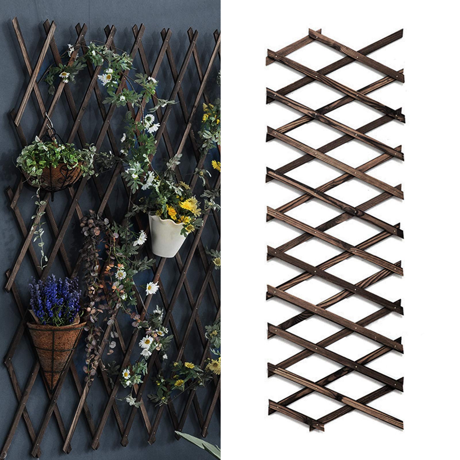 Treillis Extensible En Bois Pour Plantes Grimpantes 140x90cm - Support Jardin Réglable
