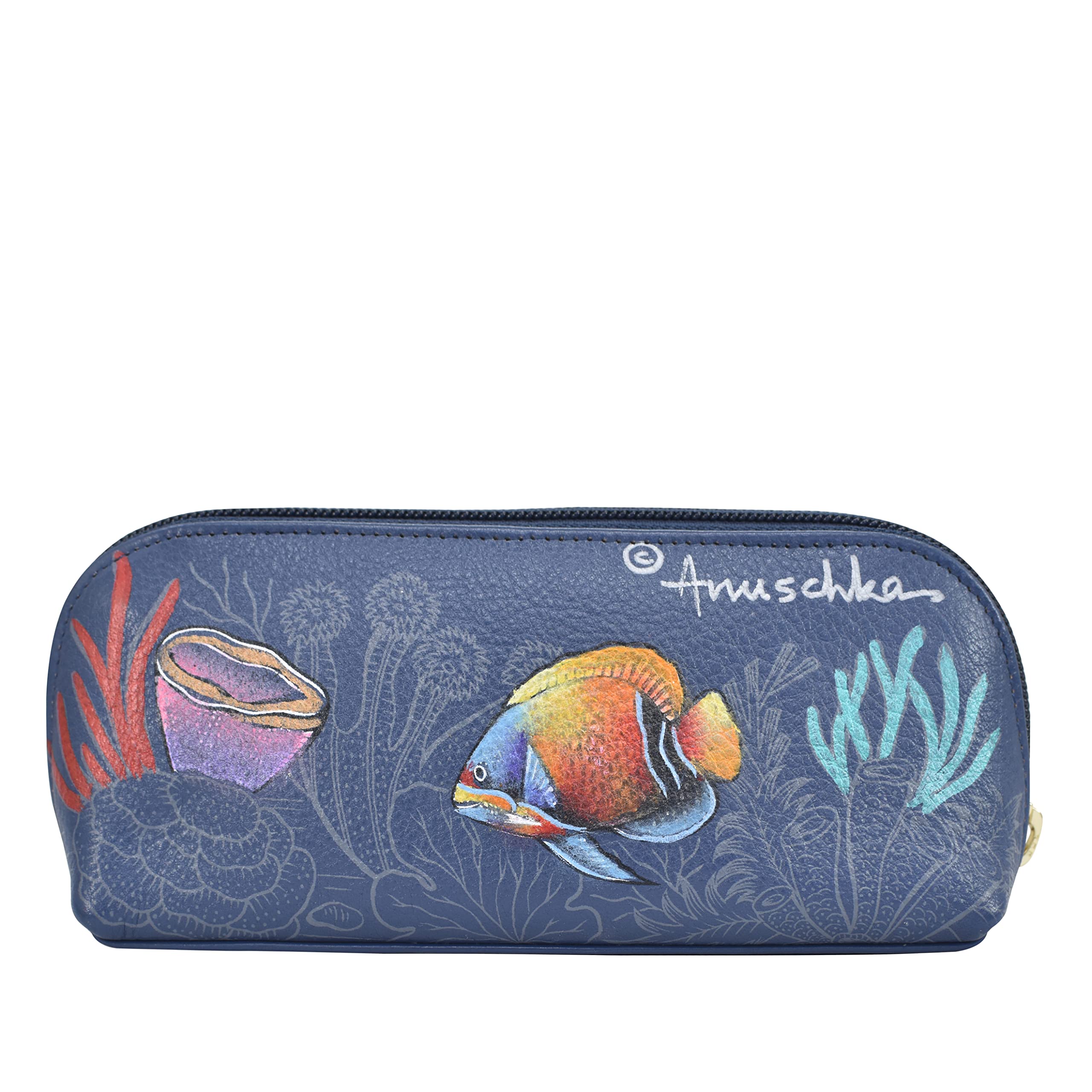 Anuschka Kosmetyczka damska lub etui na okulary z prawdziwej skóry, r?cznie malowane, ?redni rozmiar - Mystical Reef, mistical reef, Rozmiar Uniwersalny