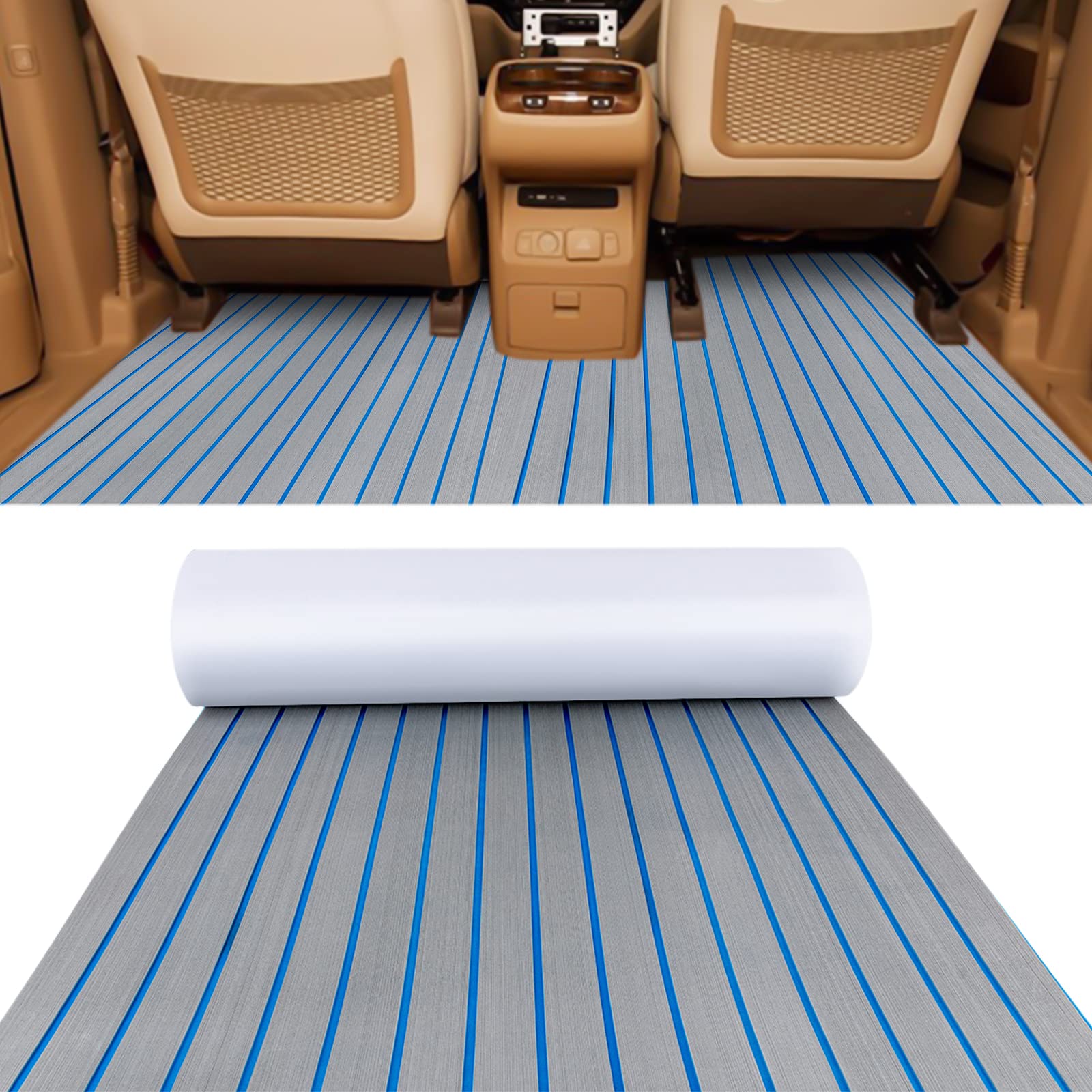 Tappeto da barca in schiuma teak, effetto Eva 240 x 90 cm, spessore 6 mm, adesivo per il pavimento antiderrapante per barche Yacht, Caravan veicoli ricreativi pavimenti da giardino