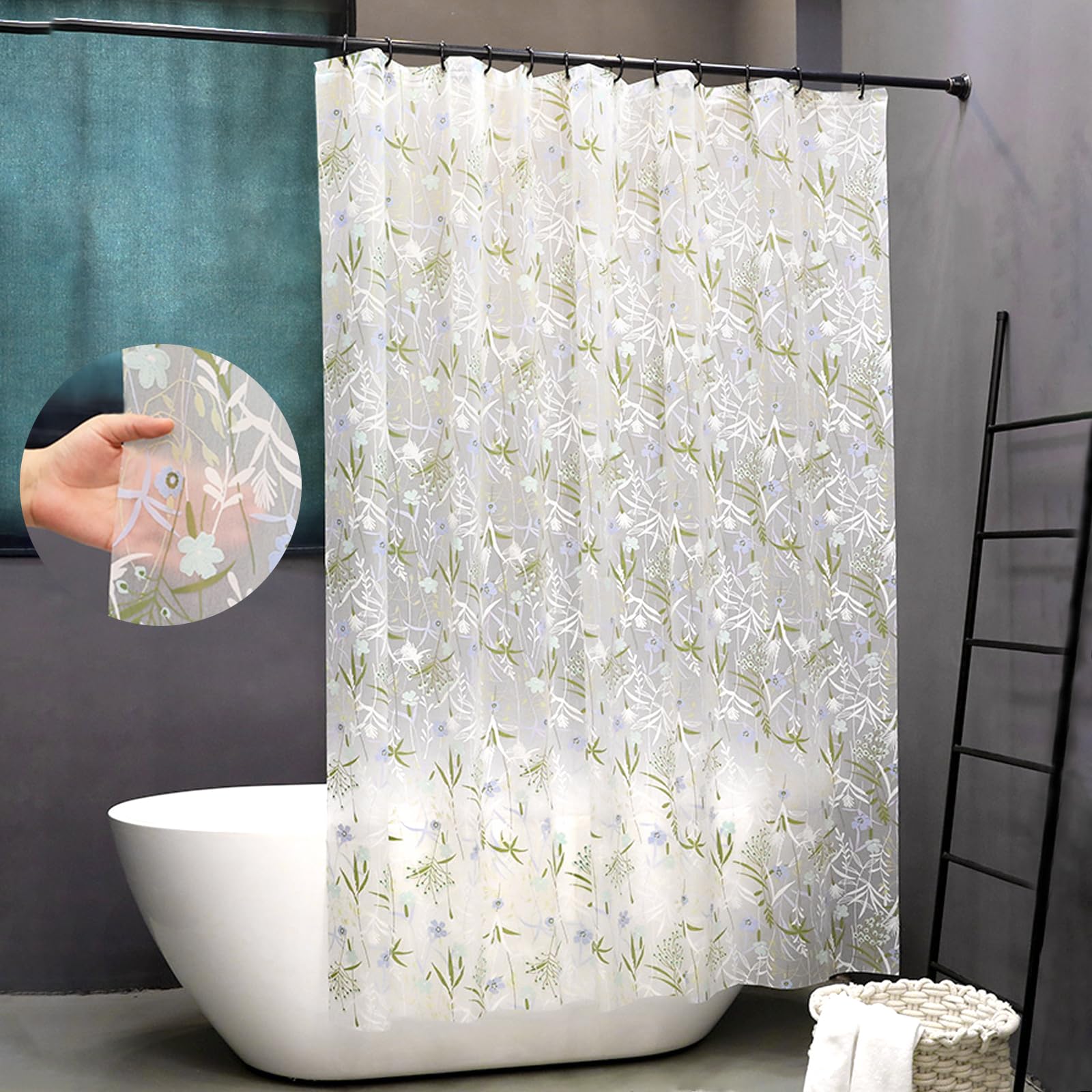 Amazon.com: YAKUNCL EVA Waterproof Shower Curtain, Matte Clear Shower ...