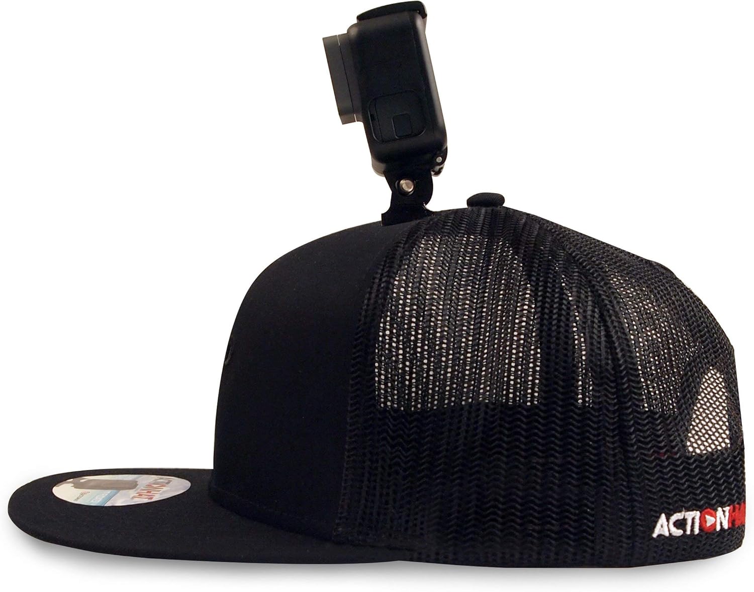 ActionHat® Black Flat Bill - Patented Floating Hat Mount Compatible for GoPro Hero 9/8/7/6/5/4/3 Action Camera
