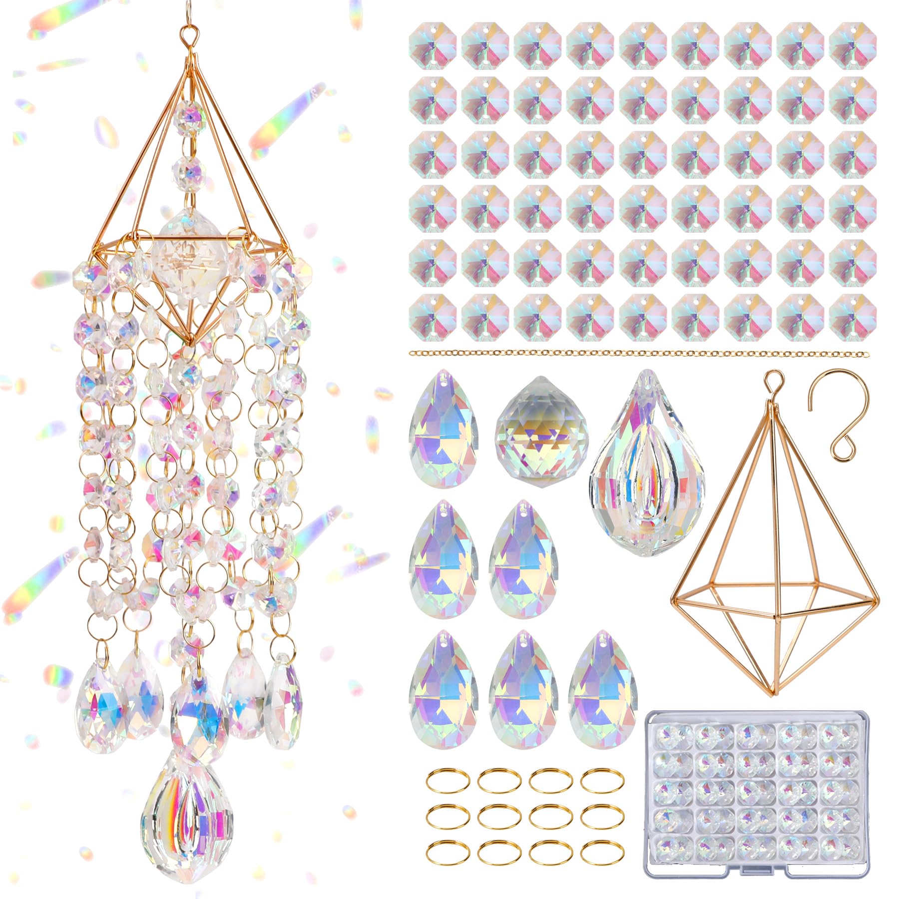 HYBEADS DIY Suncatchers, 220pcs Crystal Suncatcher for Windows Hanging Art and Crafts for Adults Wind Chime Prism Rainbow Makers Sun Catcher Indoor Outside Garden Decor
