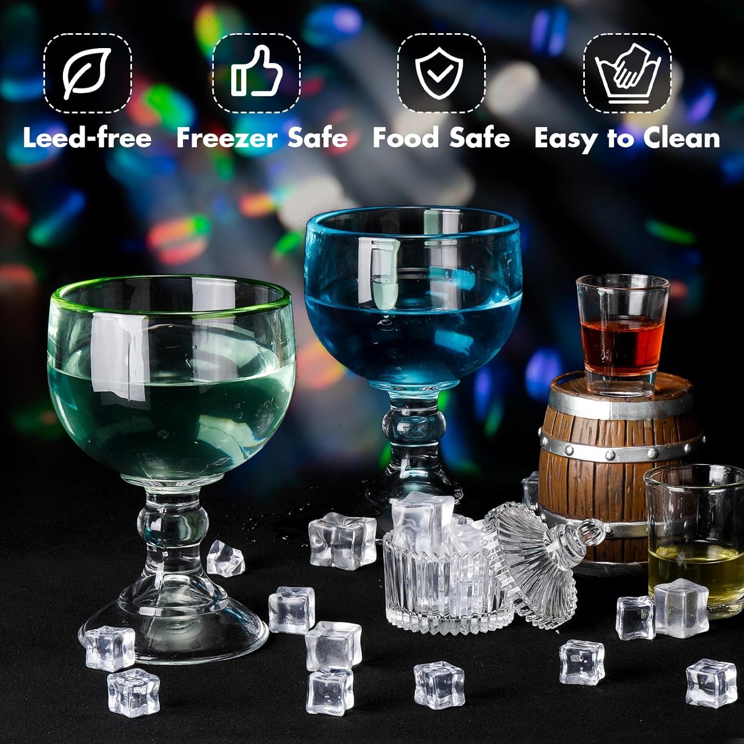 Tanlade 8 Pack 21.5 oz Margarita Schooner Glasses Bulk Extra Large Claw Shaped Shrimp Glasses Big Goblet Style Schooner for Cocktail, Coronaritas, Margaritas (Colorful) - Image 6