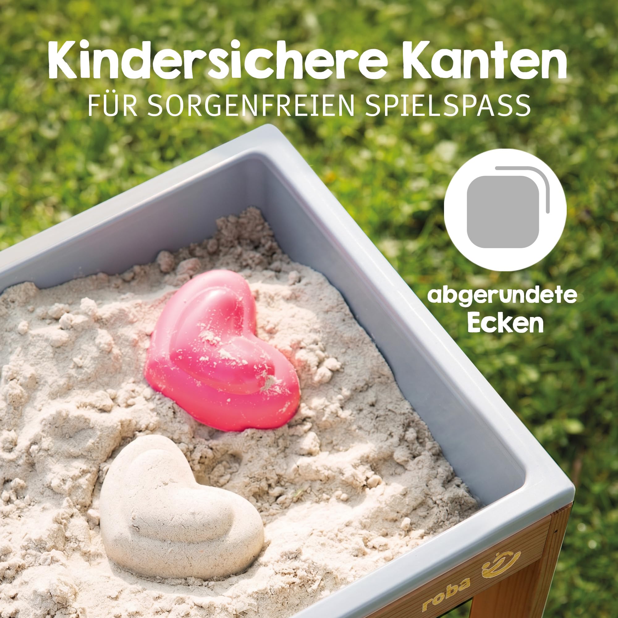 roba table de jeu d’extérieur « Tiny » avec bac de jeu – table à sable et à boue résistante aux intempéries en bois massif – mobilier de jardin pour enfants – à partir de 18 mois – couleur teck