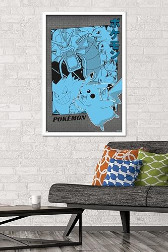 Miniatura 2 de Trends International Pokémon - Póster de pared de anime grupal, 34 pulgadas de largo x 22.4 pulgadas, versión enmarcada en blanco