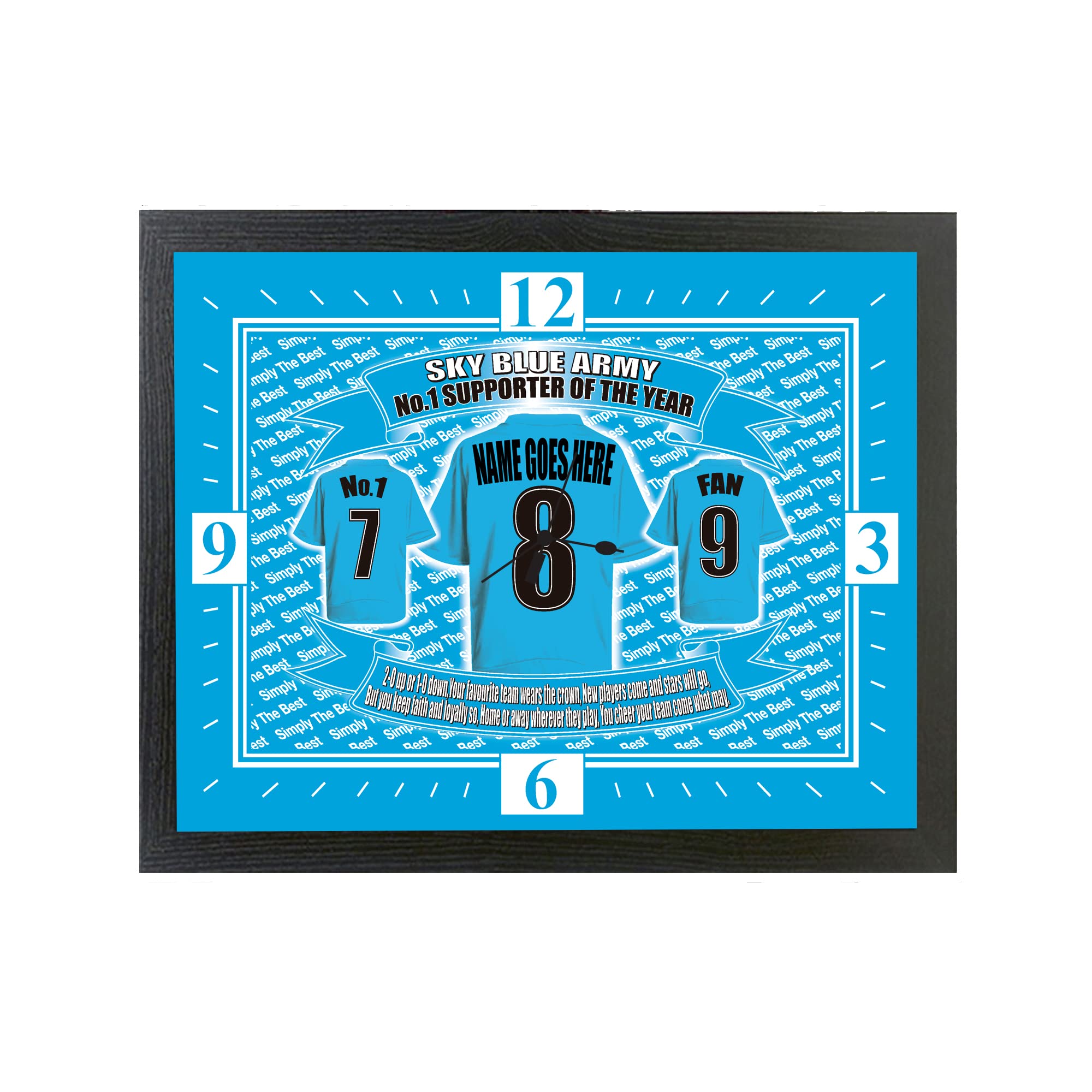 Coventry Football Shirt Personalised Clock Gift Present