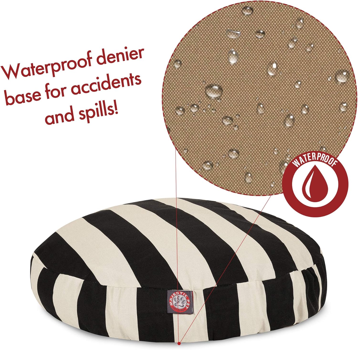 Black Vertical Stripe Large Round Indoor Outdoor Pet Dog Bed With Removable Washable Cover By Majestic Pet Products