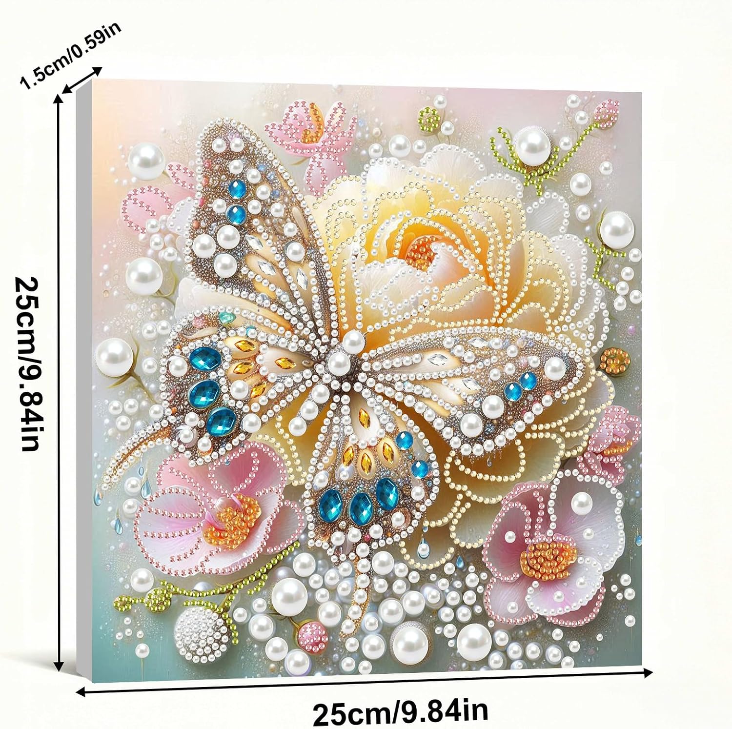 Sulunmo with Frame Diamond Art Kits for Adults,5D Full Special Shaped Pearl Drill Diamond Painting Kits for Beginners,DIY Diamond Dots Paintings Picture Arts Craft (Butterfly Flower) 25 * 25cm