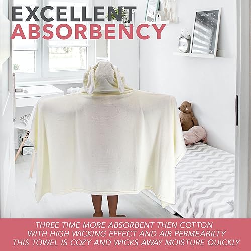 Miniatura 3 de Mothera Toalla de baño con capucha para niños y niños pequeños, toalla de forro polar coral para niños y niños pequeños, toallas con capucha de