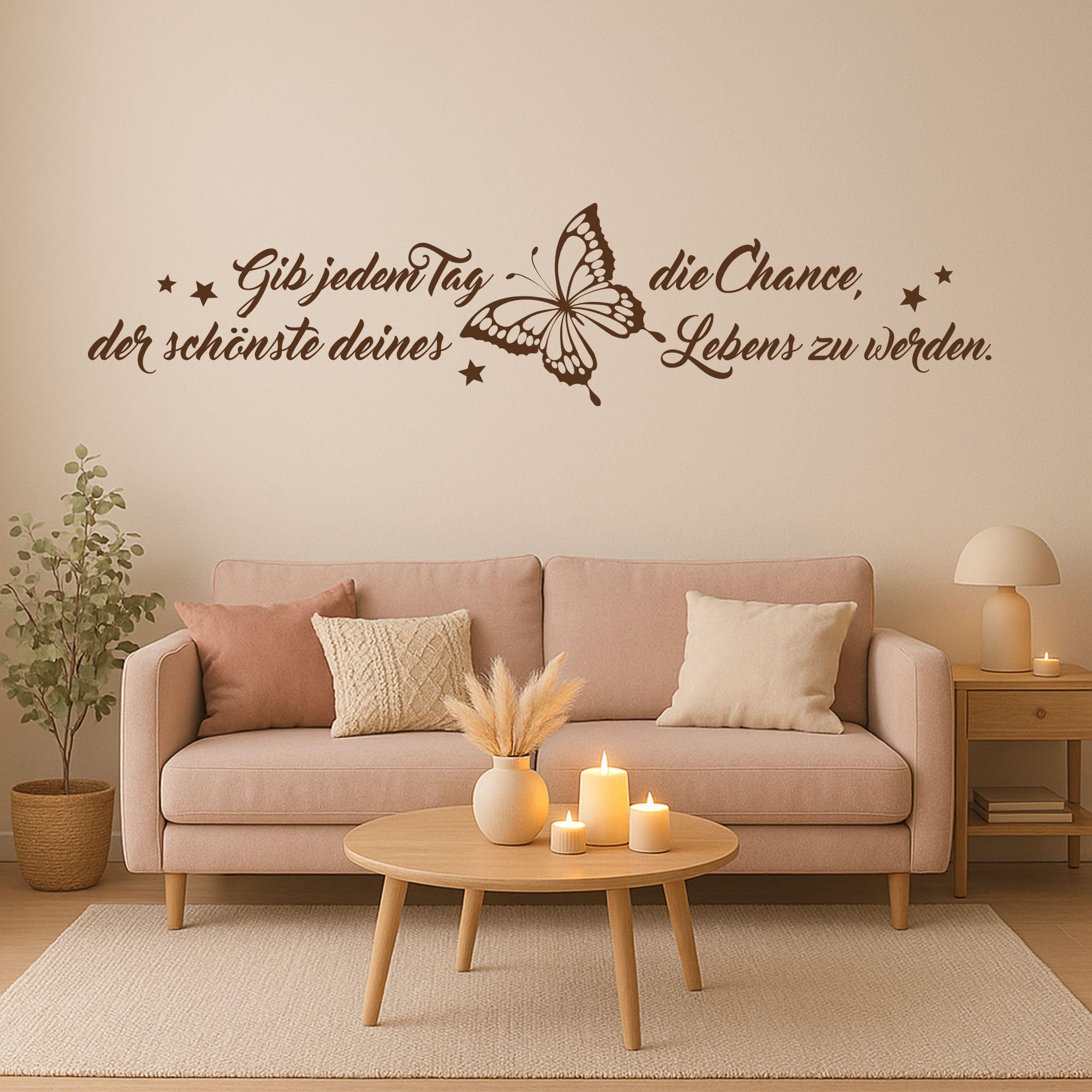 Wandtattoo Gib Jedem Tag Die Chance - Spruch Schriftzug - Wanddeko Wandaufkleber - Beige 115 x 26 cm